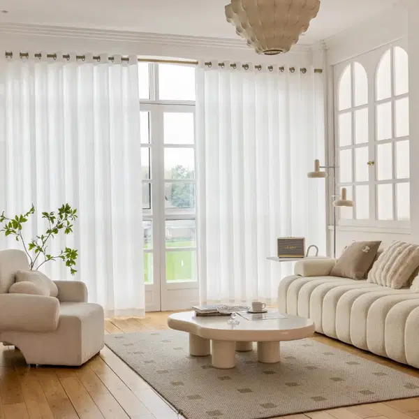 아일렛형 도톰쉬폰커튼 2장/비침없고 이음선없는 차르르쉬폰커튼